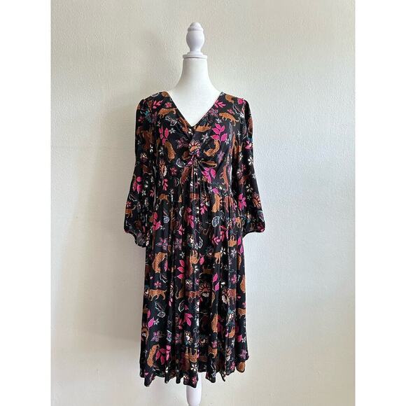 NWT Torrid Mini Rayon Slub Balloon Sleeve Twist Font Dress Size 00 Plus - Picture 3 of 9